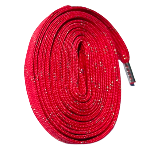 Loca sparkle laces metel tips red